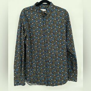 The Rail Men’s Button Up Abstract The Evil Eye Black Shirt Size Large EUC Black‎